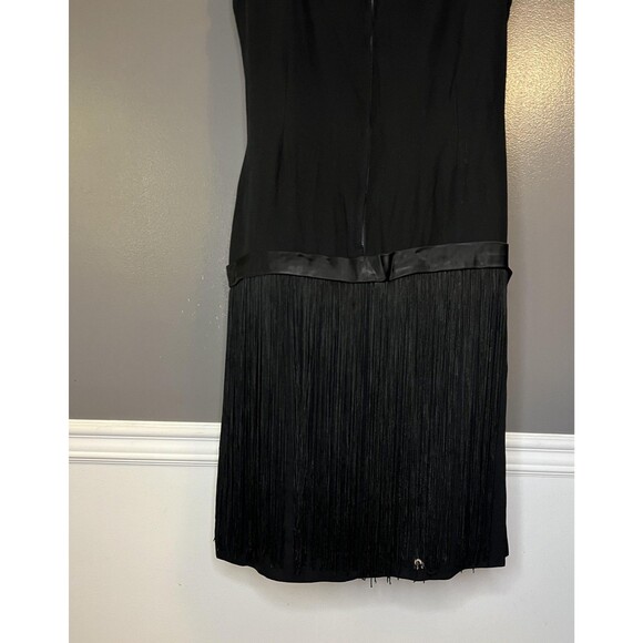 Vintage Flapper Dress Womens Large 20s Gatsby Sleeveless Fringe Beaded Accent - Picture 10 of 11